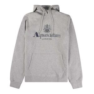 Aquascutum Mens Active Big Logo Hoodie / Light Grey